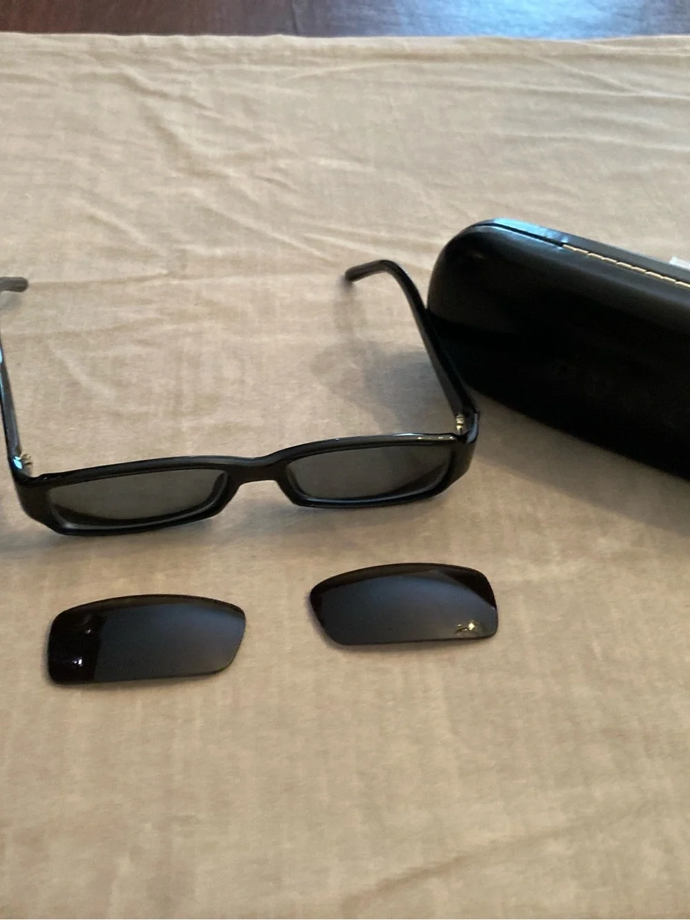Gucci Black Rectangular Sunglasses with Extra Dark Replacement Lenses